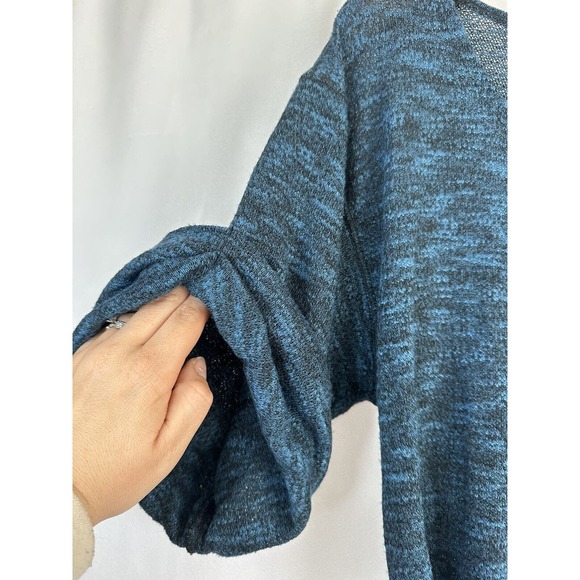 Free People FP Beach Nani Tee Marled Starlight Blue Rolled Sleeve Slouchy Top XS - Picture 4 of 8